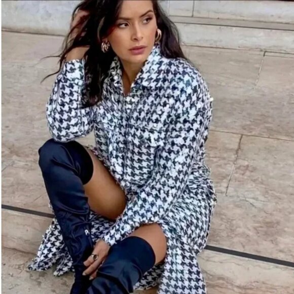 LIMITED EDITION Zara Houndstooth Sequin Overshirt Size S NEW WITH TAG! - Picture 4 of 12